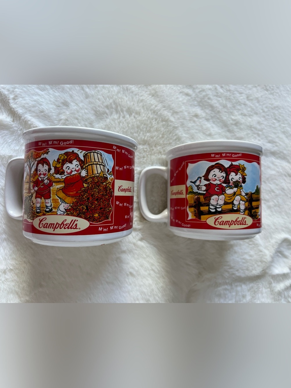 Set of 2 Vintage 1998 Campbell’s Kids Coffee Mugs Houston Harvest Soup Cups